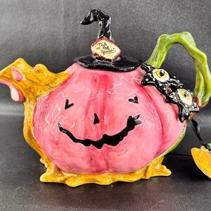 2023 Blue Sky Clayworks Jack-O-Lantern Pumpkin Teapot